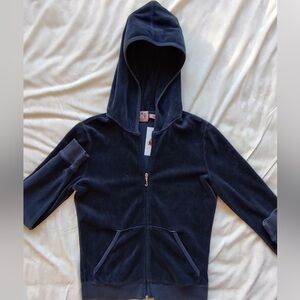 Juicy Couture navy blue Velour Hoodie Jacket
